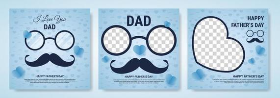 Father's Day social media post template set.Father's Day posters for greeting banners, ads, posters, flyers, social media, promotions, and sales vector