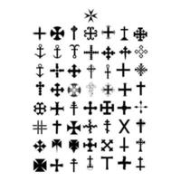 set of christian cross icons isolated on white background vector