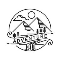 Monoline Mountain Outdoor Badge Logo Design Vector Template
