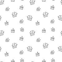 Vector crown seamless pattern. Hand drawn crowns isolated on white background. Vector stock illustration.