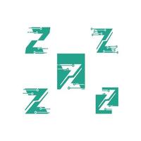 set of collection letter Z tech logo icon design template element stock vector