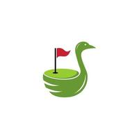 Green Nature goose and golf course logo design icon stock vector