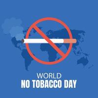 illustration vector graphic of prohibition sign on smoking producing cigarettes, showing world map background, perfect for international day, world no tobacco day, celebrate, greeting card, etc.