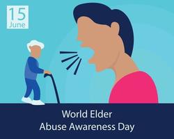 illustration vector graphic of a young man scolding an old man, perfect for international day, world elder abuse awareness day, celebrate, greeting card, etc.