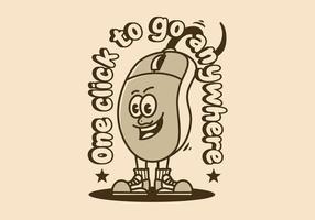 mascota personaje diseño de en pie computadora ratón vector