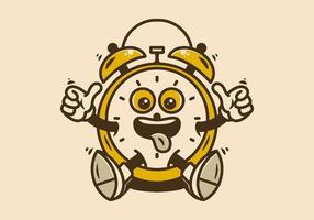 Mascot character design of sit alarm clock vector