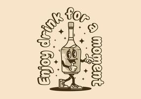 Mascot character design of an alcohol bottle vector