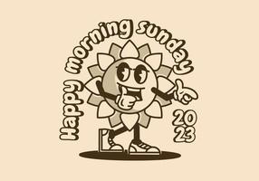 Mascot character design of a sun flower vector