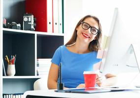 Media worker working at the home office photo