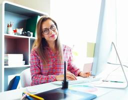 Media worker working at the home office photo