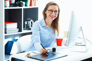 Media worker working at the home office photo