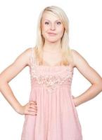 Sneering young beautiful blonde girl photo