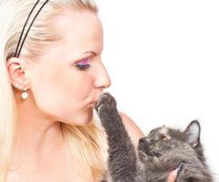 Blonde and cat photo