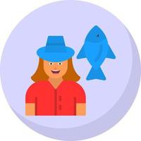 Fisherwoman Vector Icon Design