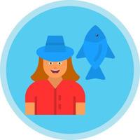 Fisherwoman Vector Icon Design