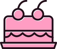 Cake With Cherry On Top Vector Icon