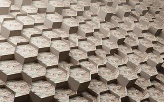 Abstract wood texture hexagon concept 3d background photo