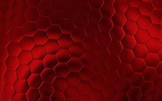 Realistic red honeycomb or hexagonal pattern background. Elegant honeycomb texture. Luxury hexagon pattern. Technology and data background design. photo