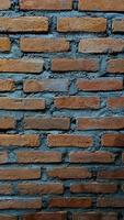 Brick wall with cement and messy arrangement. For backdrops and wallpapers. Empty space, no people. Vertical. photo