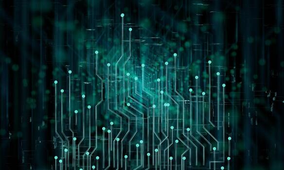 3D render Abstract technology concept particle connection background with blue lights. blue color abstract screen photo