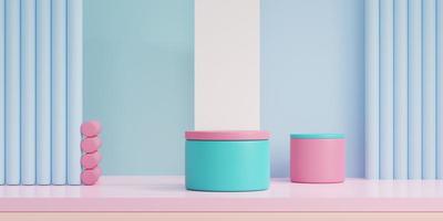 3D render Minimal scene with podium and abstract background. Pastel colors with Geometric shapes . photo