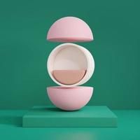 3D render Minimal scene with podium and abstract background. Pastel colors with Geometric shapes . photo