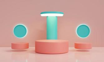 3D render Geometric shapes with Pastel colors background. orange background. photo