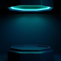 3d render. abstract background with neon light and podium display, showcase for product presentation. photo