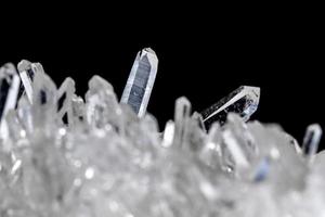 Macro Mineral Stone Rhinestone in Crystals on a Black Background photo