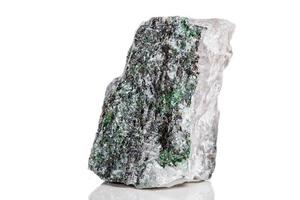 Macro mineral stone Fuchsite on a white background photo