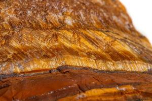 Macro mineral stone Tiger's eye in the breed on a white background photo