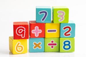 Math number colorful on white background, education study mathematics learning teach concept. photo