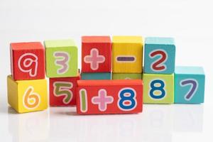 Math number colorful on white background, education study mathematics learning teach concept. photo
