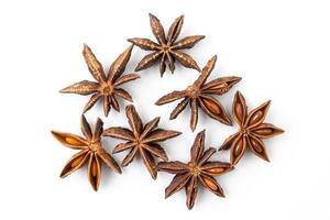 Dried star anise spice isolated on white background photo