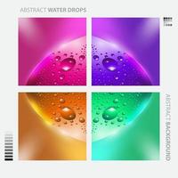 Set of Vector Illustration of realistic water drops with reflection isolated on background