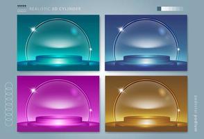 Abstract round podium illuminated with spotlight. Award ceremony concept. Stage backdrop. Vector illustration