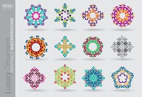 Set of mandalas Decorative round ornaments. Weave design elements. Unusual flower shape. Oriental