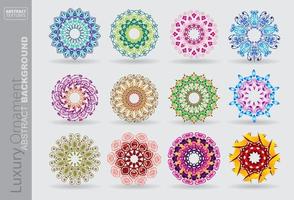 Set of mandalas Decorative round ornaments. Weave design elements. Unusual flower shape. Oriental vector