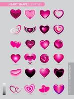 Heart Color Set Icons vector illustrations. Set of Hearts in different colors and types