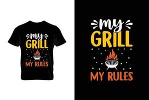 mi parrilla mi reglas barbacoa vector tipografía camiseta diseño.perfecto para impresión artículos y bolsas, carteles, tarjetas, vector ilustración.