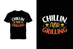 Chillin And Grilling BBQ vector typography t-shirt design.Perfect for print items and bags, posters, cards, vector illustration.