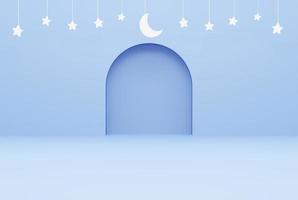 blue background star, ramadan kareem concept. 3d illustration rendering photo