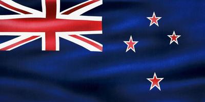 Ilustración 3d de una bandera de nueva zelanda - bandera de tela ondeante realista foto