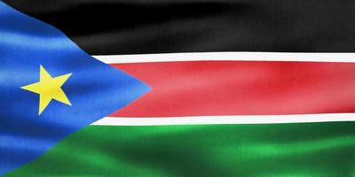 Ilustración 3d de una bandera de sudán del sur - bandera de tela ondeante realista foto