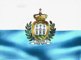 3D-Illustration of a San Marino flag - realistic waving fabric flag photo