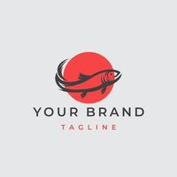 Fish logo concept design symbol icon seafood marine lifes, salmon, tuna, food branding identity editable vector