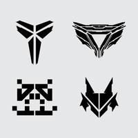 Futuristic abstract shape element vector clip art cyberpunk interface icon, triagle, robotic head modern monochrome web editable