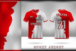 Red and white sports jersey template design vector