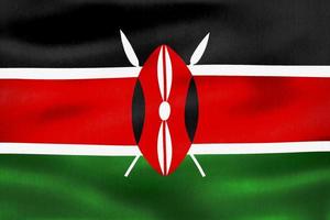 Ilustración 3d de una bandera de Kenia - bandera de tela ondeante realista foto