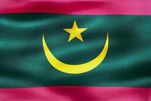 Ilustración 3d de una bandera de mauritania - bandera de tela ondeante realista foto